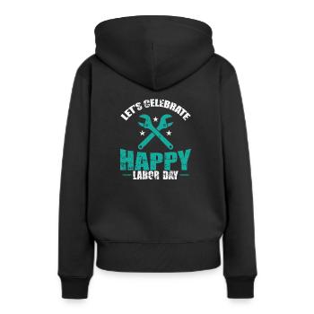 Célébrons la bonne fête du Travail - Sweat à capuche Premium bio Femme - noir - Dos - Julia (174cm)