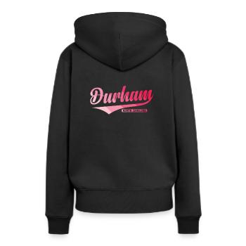 Durham, une ville de Caroline du Nord, aux États-Unis ; - Sweat à capuche Premium bio Femme - noir - Dos - Julia (174cm)