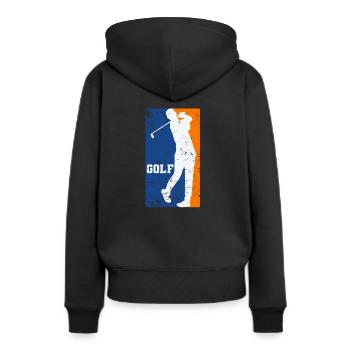 Golf Abschlag Eisen Trendsport Abschlag Golfball - Frauen Premium Bio Hoodie - Schwarz - Hinten - Julia (174cm)