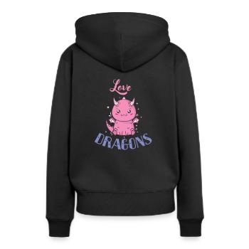Love Dragons Fabeltier Drache - Frauen Premium Bio Hoodie - Schwarz - Hinten - Julia (174cm)
