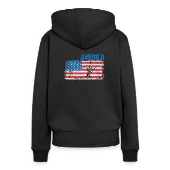 États-Unis Amérique Musique Rock - Sweat à capuche Premium bio Femme - noir - Dos - Julia (174cm)