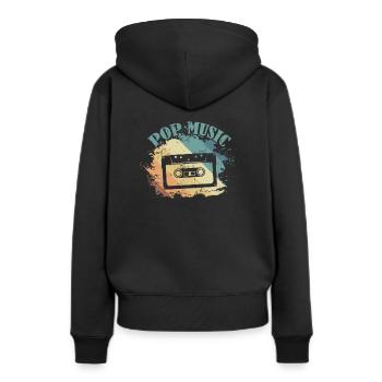 Cassette de musique pop R’n’B - Sweat à capuche Premium bio Femme - noir - Dos - Julia (174cm)
