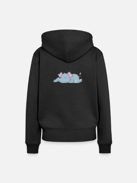 schlafender Elefant - Frauen Premium Bio Hoodie - Schwarz
