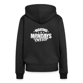 Améliorer les lundis - Sweat à capuche Premium bio Femme - noir - Dos - Julia (174cm)