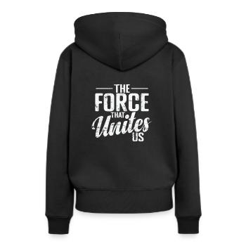 La force qui nous unit - Sweat à capuche Premium bio Femme - noir - Dos - Julia (174cm)