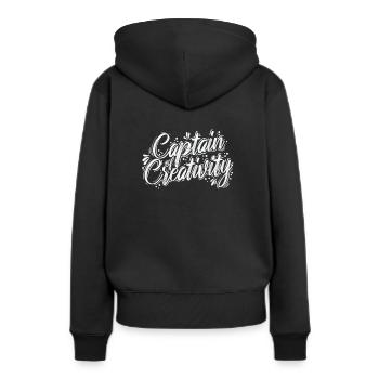 Capitaine de la créativité - Sweat à capuche Premium bio Femme - noir - Dos - Julia (174cm)