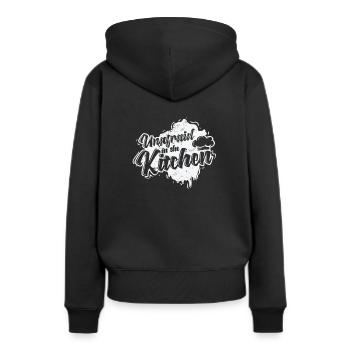 sans peur dans la cuisine - Sweat à capuche Premium bio Femme - noir - Dos - Julia (174cm)