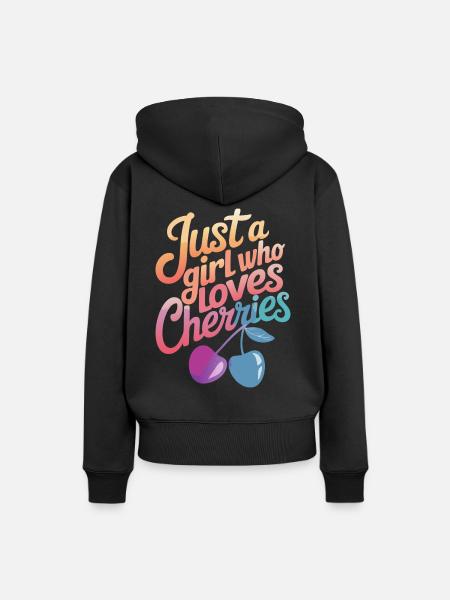Kirsche Kirschen Früchte Essen - Frauen Premium Bio Hoodie - Schwarz