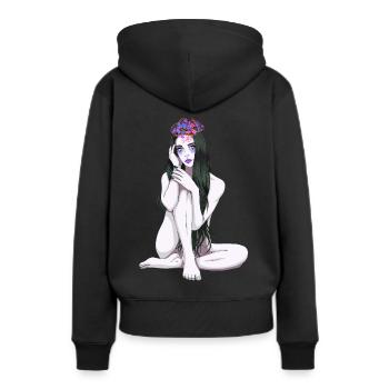 Hübsche nackte Frau Blumen Frühling Natur Mädchen - Frauen Premium Bio Hoodie - Schwarz - Hinten - Julia (174cm)