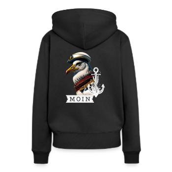Mouette fraîche, capitaine Coast Sea Sea, disant Moin - Sweat à capuche Premium bio Femme - noir - Dos - Julia (174cm)