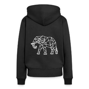 Eléphant géométrie géométrique - Sweat à capuche Premium bio Femme - noir - Dos - Julia (174cm)