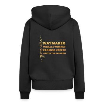 Waymaker & La foi chrétienne | Louange culte - Sweat à capuche Premium bio Femme - noir - Dos - Julia (174cm)