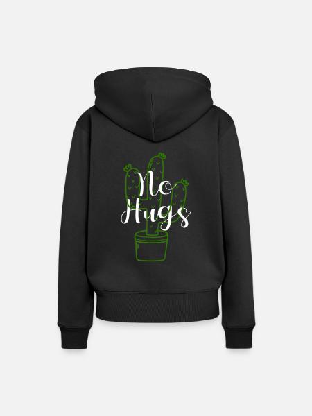 No Hugs Distance Kaktus - Dame Premium hoodie, økologisk bomuld - sort