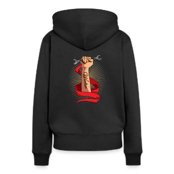 Artisans Métiers - Sweat à capuche Premium bio Femme - noir - Dos - Julia (174cm)