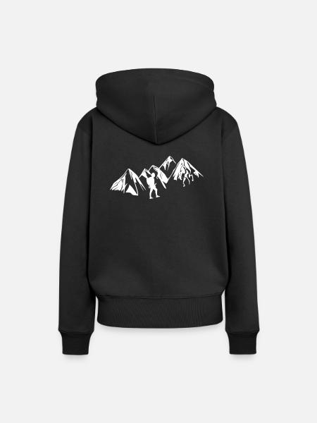 wander wanderer bergmensch - Frauen Premium Bio Hoodie - Schwarz