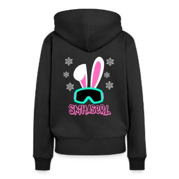 Skihaserl - Frauen Premium Bio Hoodie - Schwarz - Hinten - Julia (174cm)