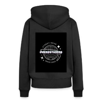 Streetwear Hoodie - Frauen Premium Bio Hoodie - Schwarz - Hinten - Julia (174cm)
