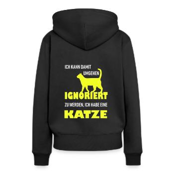 katzenfreund - Frauen Premium Bio Hoodie - Schwarz - Hinten - Julia (174cm)