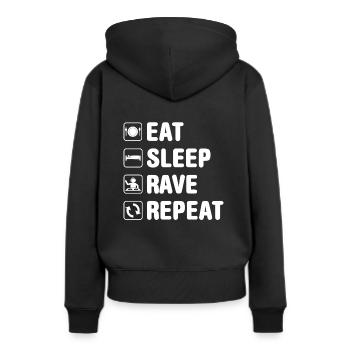 Rave Raver Spruch - Sweat à capuche Premium bio Femme - noir - Dos - Julia (174cm)