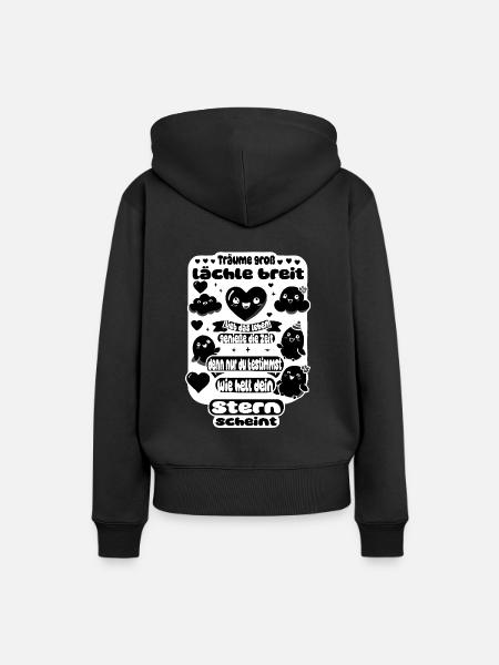 Träume groß – Lächle breit - Frauen Premium Bio Hoodie - Schwarz