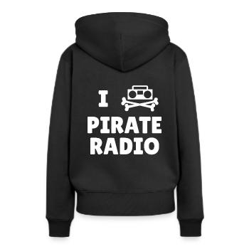 Pirate Radio Piratensender Seesender - Frauen Premium Bio Hoodie - Schwarz - Hinten - Julia (174cm)