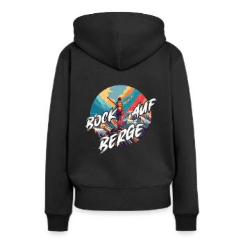 Bock auf Berge Bergsteigen Frau auf Berggipfel - Frauen Premium Bio Hoodie - Schwarz - Hinten - Julia (174cm)