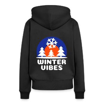 Ambiance hivernale (soleil, voûte céleste, flocon de neige) - Sweat à capuche Premium bio Femme - noir - Dos - Julia (174cm)