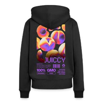 Éclat juteux - Sweat à capuche Premium bio Femme - noir - Dos - Julia (174cm)