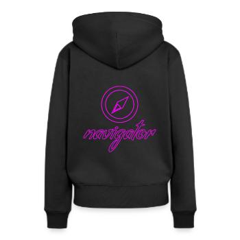 navigateur - Sweat à capuche Premium bio Femme - noir - Dos - Julia (174cm)