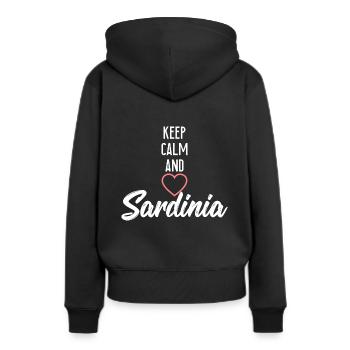 Liebe Sardinien - Frauen Premium Bio Hoodie - Schwarz - Hinten - Julia (174cm)