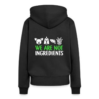 Nous ne sommes pas Ingrédients vegan cadeau végétarien - Sweat à capuche Premium bio Femme - noir - Dos - Julia (174cm)