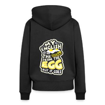 Lustiger Denglisch Spruch Denglisch Sprüche - Frauen Premium Bio Hoodie - Schwarz - Hinten - Julia (174cm)