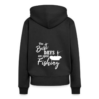 Angeln - Frauen Premium Bio Hoodie - Schwarz - Hinten - Julia (174cm)