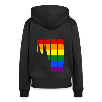 Köln Kölner Dom LGBT Regenbogen Geschenk - Frauen Premium Bio Hoodie - Schwarz - Hinten - Julia (174cm)