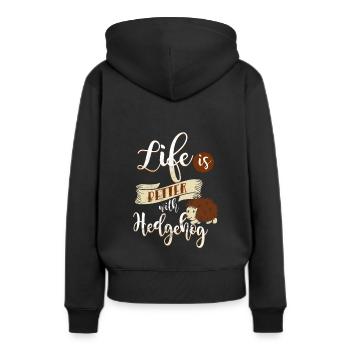 Igel - Frauen Premium Bio Hoodie - Schwarz - Hinten - Julia (174cm)