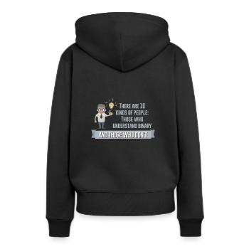 Binaire - Sweat à capuche Premium bio Femme - noir - Dos - Julia (174cm)
