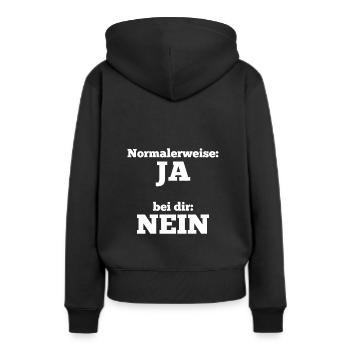 Drôle de dicton provocateur OUI NON - Sweat à capuche Premium bio Femme - noir - Dos - Julia (174cm)