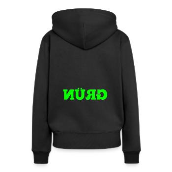énonciation drôle miroir de la circulation de voiture verte - Sweat à capuche Premium bio Femme - noir - Dos - Julia (174cm)