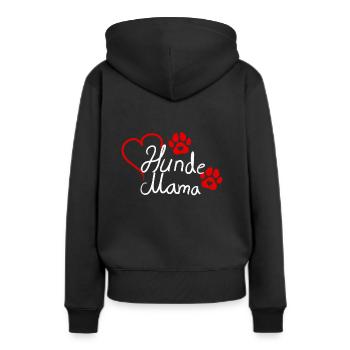 Hunde Mama Herz Hundepfote - Frauen Premium Bio Hoodie - Schwarz - Hinten - Julia (174cm)