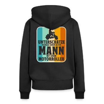 Rollerfahrer Geschenke Motorroller Scooter - Frauen Premium Bio Hoodie - Schwarz - Hinten - Julia (174cm)