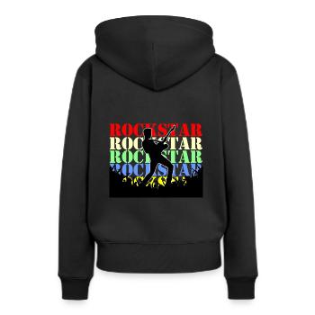 Rock rocker - Sweat à capuche Premium bio Femme - noir - Dos - Julia (174cm)
