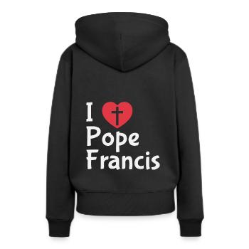 J'adore Pape Franziscus église catholique - Sweat à capuche Premium bio Femme - noir - Dos - Julia (174cm)