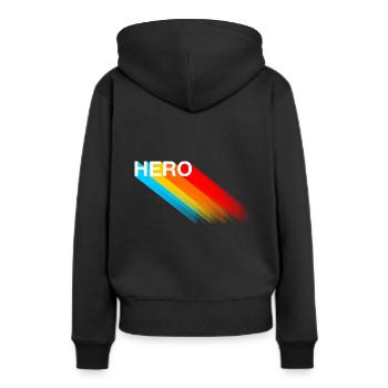 Held - Frauen Premium Bio Hoodie - Schwarz - Hinten - Julia (174cm)
