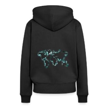 Weltkarte - Frauen Premium Bio Hoodie - Schwarz - Hinten - Julia (174cm)