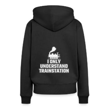 Lustiger Denglisch Spruch Denglisch Sprüche - Frauen Premium Bio Hoodie - Schwarz - Hinten - Julia (174cm)