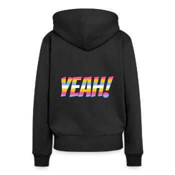 YEAH! - Sweat à capuche Premium bio Femme - noir - Dos - Julia (174cm)