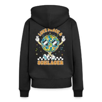 Love Peace Schlager Mann Frau Schlager Party Team - Frauen Premium Bio Hoodie - Schwarz - Hinten - Julia (174cm)
