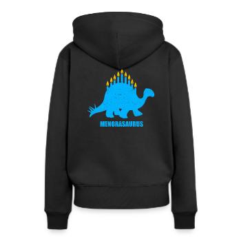 Menorasaurus Menorah Hanukkah Dinosaure Juif Channuk - Sweat à capuche Premium bio Femme - noir - Dos - Julia (174cm)