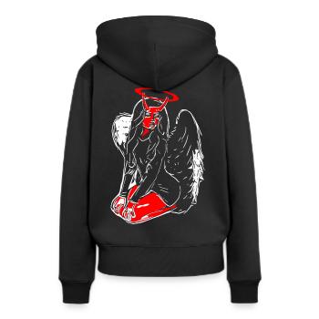 2reborn Engel Angel Teufel Devil Himmel Hölle solo - Frauen Premium Bio Hoodie - Schwarz - Hinten - Julia (174cm)