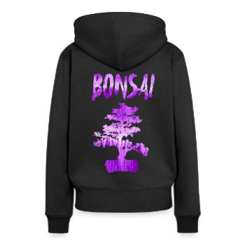 Bonsai violet - Sweat à capuche Premium bio Femme - noir - Dos - Julia (174cm)